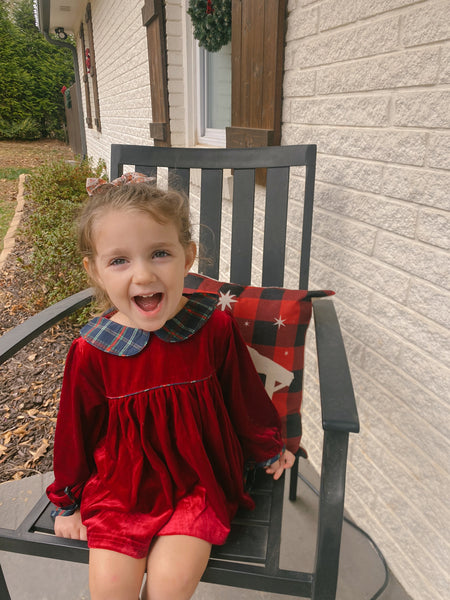 Plaid & Velvet Bloomer Set