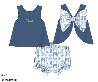 Blue Bows Bloomer Set