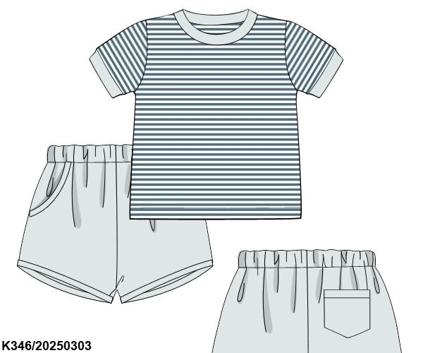 Boys Muted Stripes Set Set ETA late June