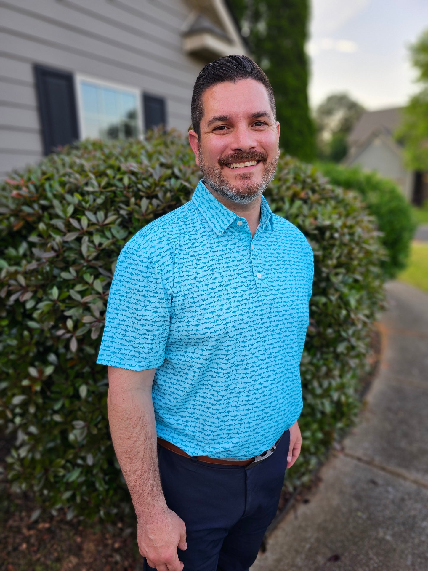 Summer Blues Men's Shark Polo