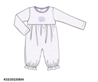 Purple Bitty Dot Romper no mono