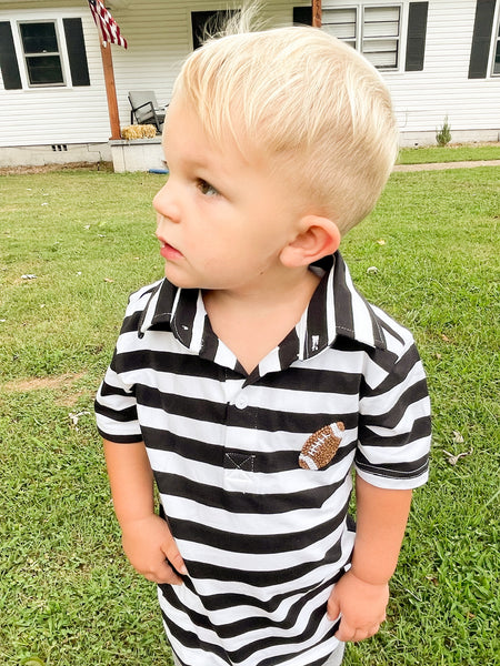 Black Stripes Football Polo